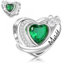 (D5-Mai) Jokmeo 925 Sterling Silver Birthstone Charm Pendant 12 Designs Fit European Bracelets Necklaces Women Fashion Jewelry