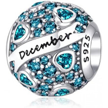 (C93-Dezember-up) Jokmeo 925 Sterling Silver Birthstone Charm Pendant 12 Designs Fit European Bracelets Necklaces Women Fashion Jewelry