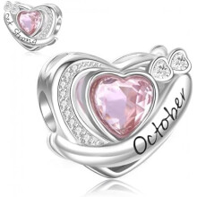 (D91-Oktober) Jokmeo 925 Sterling Silver Birthstone Charm Pendant 12 Designs Fit European Bracelets Necklaces Women Fashion Jewelry