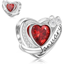 (D1-Januar) Jokmeo 925 Sterling Silver Birthstone Charm Pendant 12 Designs Fit European Bracelets Necklaces Women Fashion Jewelry