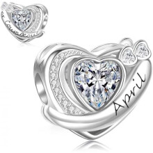 (D4-April) Jokmeo 925 Sterling Silver Birthstone Charm Pendant 12 Designs Fit European Bracelets Necklaces Women Fashion Jewelry