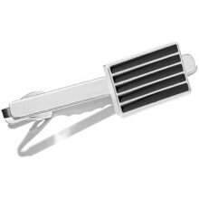 (Tie Clip, A) Cufflinks and Tie Clip Set for Men Silver Black Striped Wedding Business Cufflinks Groom Groomsmen Engagement Valentine's Day Gift