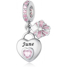 (6-Juni) LONGLUCK 925 Sterling Silver Birthstone Pendant for Bracelets & Necklaces Happy Birthday Charm Mother's Day Jewelry Gift for Women