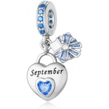 (9-September) LONGLUCK 925 Sterling Silver Birthstone Pendant for Bracelets & Necklaces Happy Birthday Charm Mother's Day Jewelry Gift for Women