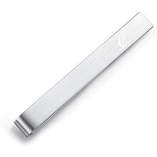 (C) HONEY BEAR Men's Tie Clip 5.4cm Initial Letter Tie Pin Brushed Silver for Standard Ties