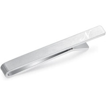 (N Dicker mit Box) HONEY BEAR Men's Tie Clip 5.4cm Initial Letter Tie Pin Brushed Silver for Standard Ties