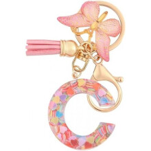 (C) HPGJLEE Letter Keychain for Girls Personalized Initial Key Ring Women Alphabet Charm Gift 1 Pack