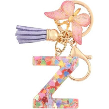 (Z) HPGJLEE Letter Keychain for Girls Personalized Initial Key Ring Women Alphabet Charm Gift 1 Pack