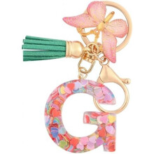 (G) HPGJLEE Letter Keychain for Girls Personalized Initial Key Ring Women Alphabet Charm Gift 1 Pack