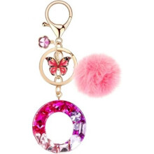 (Rot-o) MWOOT Letter Keychain for Women, Red Resin Keyring Bag Car Key Decoration Gift