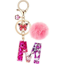 (Rot-m) MWOOT Letter Keychain for Women, Red Resin Keyring Bag Car Key Decoration Gift
