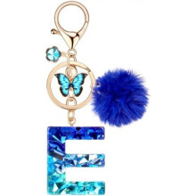 (Blau-e) MWOOT Letter Keychain for Women, Red Resin Keyring Bag Car Key Decoration Gift