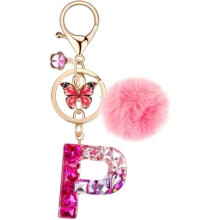 (Rot-p) MWOOT Letter Keychain for Women, Red Resin Keyring Bag Car Key Decoration Gift