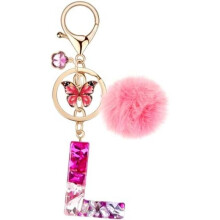 (Rot-l) MWOOT Letter Keychain for Women, Red Resin Keyring Bag Car Key Decoration Gift