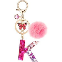 (Rot-k) MWOOT Letter Keychain for Women, Red Resin Keyring Bag Car Key Decoration Gift