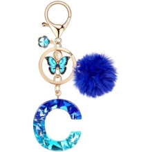 (Blau-c) MWOOT Letter Keychain for Women, Red Resin Keyring Bag Car Key Decoration Gift