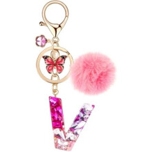 (Rot-v) MWOOT Letter Keychain for Women, Red Resin Keyring Bag Car Key Decoration Gift