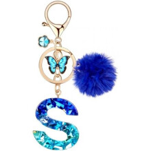 (Blau-s) MWOOT Letter Keychain for Women, Red Resin Keyring Bag Car Key Decoration Gift