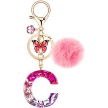(Rot-c) MWOOT Letter Keychain for Women, Red Resin Keyring Bag Car Key Decoration Gift