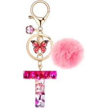 (Rot-t) MWOOT Letter Keychain for Women, Red Resin Keyring Bag Car Key Decoration Gift