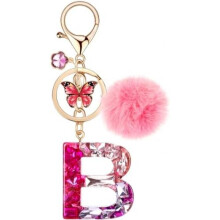 (Rot-b) MWOOT Letter Keychain for Women, Red Resin Keyring Bag Car Key Decoration Gift