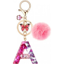 (Rot-a) MWOOT Letter Keychain for Women, Red Resin Keyring Bag Car Key Decoration Gift