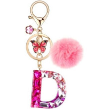 (Rot-d) MWOOT Letter Keychain for Women, Red Resin Keyring Bag Car Key Decoration Gift