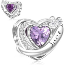 (D6-Juni) Jokmeo 925 Sterling Silver Birthstone Charm Pendant 12 Designs Fit European Bracelets Necklaces Women Fashion Jewelry
