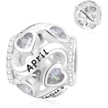 (A4-April) Jokmeo 925 Sterling Silver Birthstone Charm Pendant 12 Designs Fit European Bracelets Necklaces Women Fashion Jewelry