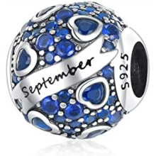 (C9-September) Jokmeo 925 Sterling Silver Birthstone Charm Pendant 12 Designs Fit European Bracelets Necklaces Women Fashion Jewelry