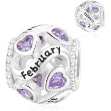 (A2-Februar) Jokmeo 925 Sterling Silver Birthstone Charm Pendant 12 Designs Fit European Bracelets Necklaces Women Fashion Jewelry