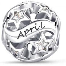 (B4-April) Jokmeo 925 Sterling Silver Birthstone Charm Pendant 12 Designs Fit European Bracelets Necklaces Women Fashion Jewelry