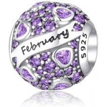 (C2-Februar-up) Jokmeo 925 Sterling Silver Birthstone Charm Pendant 12 Designs Fit European Bracelets Necklaces Women Fashion Jewelry