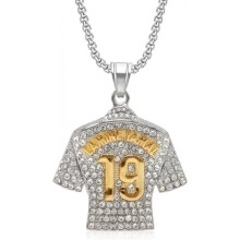 (Silber 19) Pardofelis Soccer Jersey Pendant Necklace No.7 10 19 Gold Silver Football Jersey Chain for Men Boys