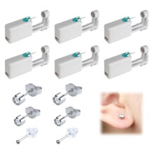 6 Pack Disposable Sterile Ear Piercing Gun Kit, Safety Self Piercing Tool with Studs for Women Men Girls Boys, Home Use
