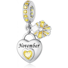 (11-November) LONGLUCK 925 Sterling Silver Birthstone Pendant for Bracelets & Necklaces Happy Birthday Charm Mother's Day Jewelry Gift for Women