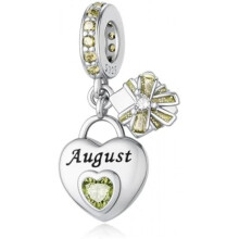 (8-August) LONGLUCK 925 Sterling Silver Birthstone Pendant for Bracelets & Necklaces Happy Birthday Charm Mother's Day Jewelry Gift for Women