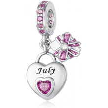 (7-Juli) LONGLUCK 925 Sterling Silver Birthstone Pendant for Bracelets & Necklaces Happy Birthday Charm Mother's Day Jewelry Gift for Women