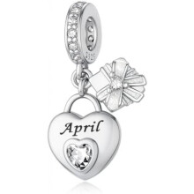 (4-April) LONGLUCK 925 Sterling Silver Birthstone Pendant for Bracelets & Necklaces Happy Birthday Charm Mother's Day Jewelry Gift for Women