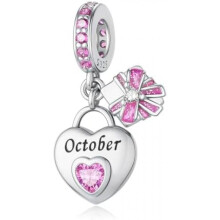 (10-Oktober) LONGLUCK 925 Sterling Silver Birthstone Pendant for Bracelets & Necklaces Happy Birthday Charm Mother's Day Jewelry Gift for Women