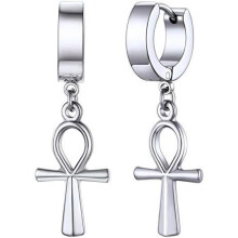 (C Ägyptischer Kreuz-Silber) FaithHeart Viking Earrings for Men Women Mjolnir Thor Hammer Dangle Viking Axe Arrow Earrings Gift Box
