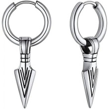(C Pfeil-Silber) FaithHeart Viking Earrings for Men Women Mjolnir Thor Hammer Dangle Viking Axe Arrow Earrings Gift Box