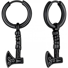 (B Axt-Schwarz) FaithHeart Viking Earrings for Men Women Mjolnir Thor Hammer Dangle Viking Axe Arrow Earrings Gift Box