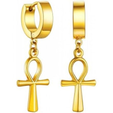 (C Ägyptischer Kreuz-Gold) FaithHeart Viking Earrings for Men Women Mjolnir Thor Hammer Dangle Viking Axe Arrow Earrings Gift Box