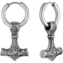 (A Mjölnir-Silber) FaithHeart Viking Earrings for Men Women Mjolnir Thor Hammer Dangle Viking Axe Arrow Earrings Gift Box