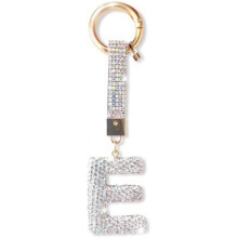 (Silber-e) ZVRSUA Letter Rhinestone Keychain for Women Girls, Bling Keyring Bag Charm, Silver Initial Key Chain Purse Backpack Charm