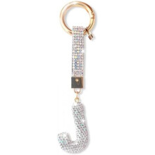 (Silber-j) ZVRSUA Letter Rhinestone Keychain for Women Girls, Bling Keyring Bag Charm, Silver Initial Key Chain Purse Backpack Charm