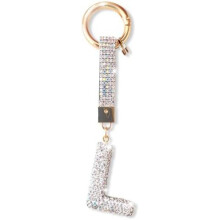 (Silber-l) ZVRSUA Letter Rhinestone Keychain for Women Girls, Bling Keyring Bag Charm, Silver Initial Key Chain Purse Backpack Charm