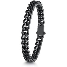(B-7mm Breit-schwarz, 21.0 Zentimeter) ChainsHouse Stainless Steel Curb Chain Bracelet for Men & Women, Silver Black Gold, 5/7/9/12mm, 19-23cm