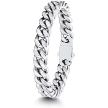 (C-9mm Breit-silber, 19.0 Zentimeter) ChainsHouse Stainless Steel Curb Chain Bracelet for Men & Women, Silver Black Gold, 5/7/9/12mm, 19-23cm